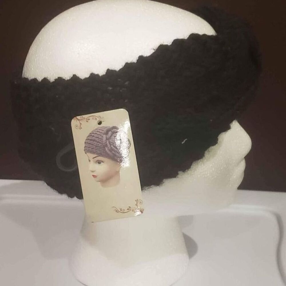 NEW Black Knit Headband / Winter Head Wrap / EAR WARMER WOMEN GIRLS STRETCH